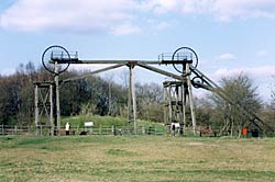Tandem headstocks on the site of Brinsley Colliery date from 1872. The coal reserves at Brinsley were exhausted by 1930 (photo: A Nicholson, 2003).