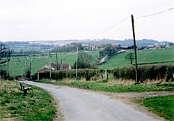 View down Hall Lane, Brinsley. Brinsley Hall is in the centre of the photograph (photo: A Nicholson, 2005).