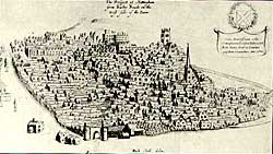 Nottingham viewd from the north-west in the 1670s.