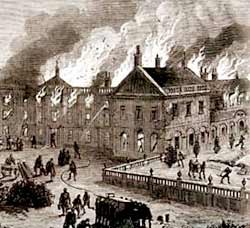 Clumber House on fire in March 1879