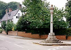 The old market cross was rebuilt in 1831 in honour of William IV's coronation. The Martin's Arms public house can be seen in the backgroumd (©A Nicholson, 2003).