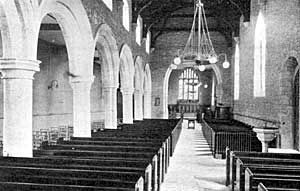 Interior of St Mary's church, Cuckney in 1914.
