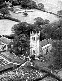 The Church, Vicarage, Verger's house and Church Hall as seen from the air.