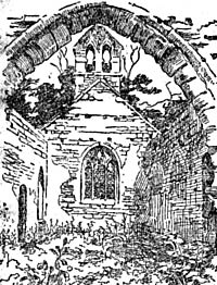 Sketch of the ruins of Haughton Chapel in 1907. 