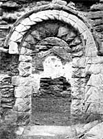 The Norman south doorway of Haughton chapel in the 1920s.