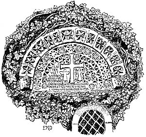 The tympanum at Hawksworth church in the 1890s. 