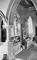 Pierrepont monuments in the south aisle of Holme Pierrepont church.