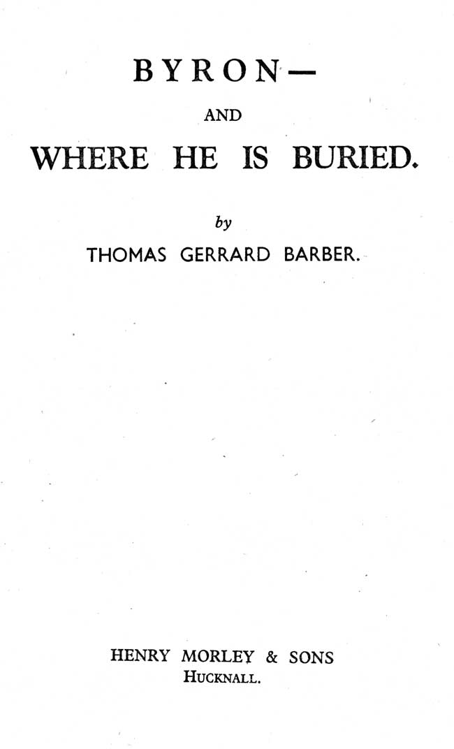 Byron and where he is buried title page