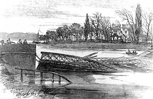 Kelham bridge destroyed by flooding in 1855. 