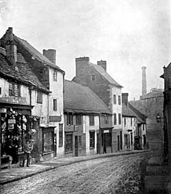 PLATE XIII. Kirkgate. Shops built on the Garden attached to the Mansion belonging to the Southwell Chantrey Priests and for four Centuries leased by the Vicar and Churchwardens of Mansfield.