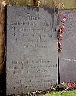 Slate headstone to Abel Collins (d. 1705) in St Nicholas' churchyard (A. Nicholson, 2001).