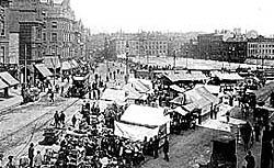 The market place, Nottingham in 1905.