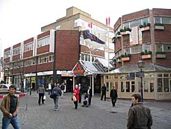 The charmless buildings and entrance to the Broad Marsh Centre that replaced Severn's shop (A Nicholson, 2004).