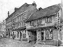 Sketch of Severn's wine and spirit shop on Middle Pavement.