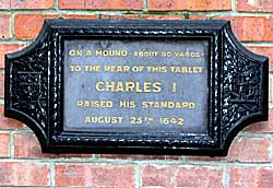 Plaque commemorating the raising of King Charles's standard in 1642.