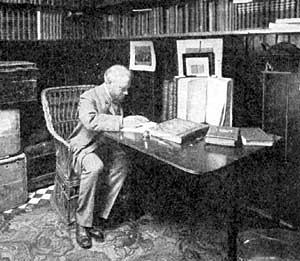 A typical portrait of Cornelius Brown in his study reading the proofs of the History of Newark.