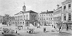 Retford market place and old town hall in 1848.