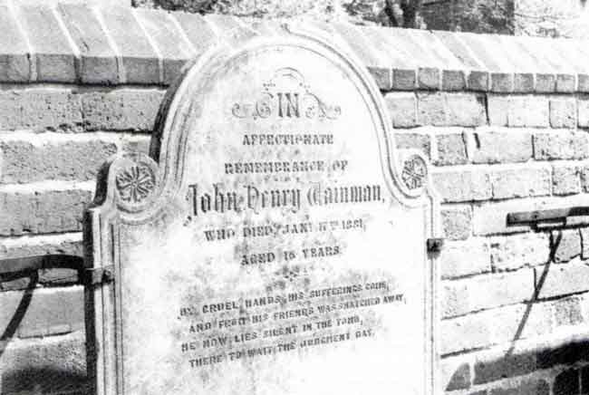 JOHN WAINMAN'S GRAVESTONE, now re-erected close to the boundary wall of Sneinton churchyard.