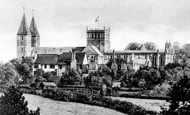 Southwell Minster from the south in the 1930s.