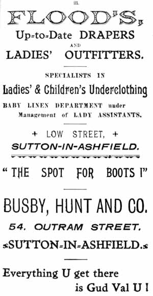Floods, Up-to-date drapers and ladies' outfitters ... Low Street, Sutton-in-Ashfield / Busby, Hunt and Co.. 54 Outram Street