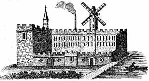 Engraving of Sutton's first mill or factory 