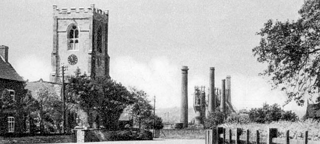 Trowell church and Stanton Ironworks in the 1930s. 