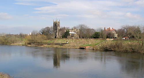 View of Wilford Church from the opposite bank of the River Trent (photo: A Nicholson, 2005).