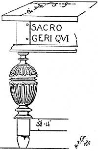 Drawing of 17th century altar table leg