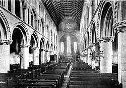 Interior of Worksop Priory in 1900.